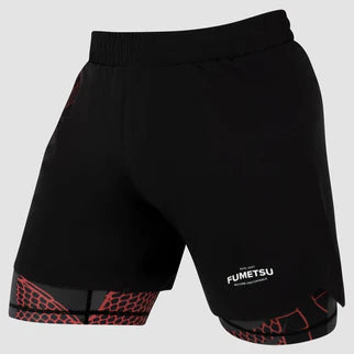 Black/Red Fumetsu Anaconda Dual Layer Fight Shorts