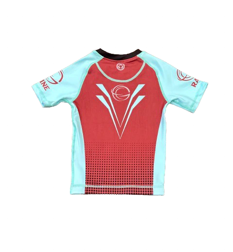 Mens Evo BJJ Rash Guard -Deep Red/Sky Blue